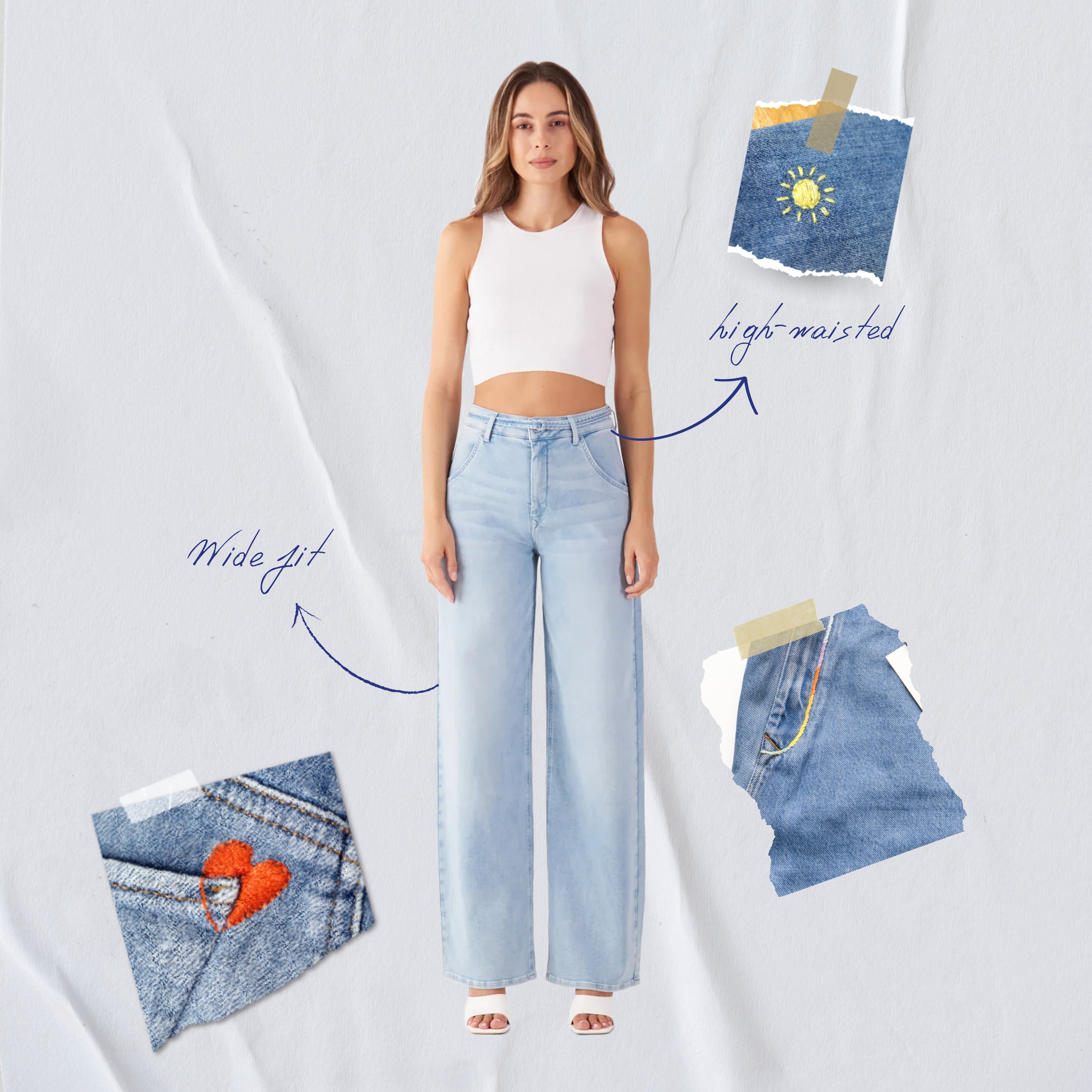 BLINK High Waist Wide - Light Blue - Art on Broken Pieces