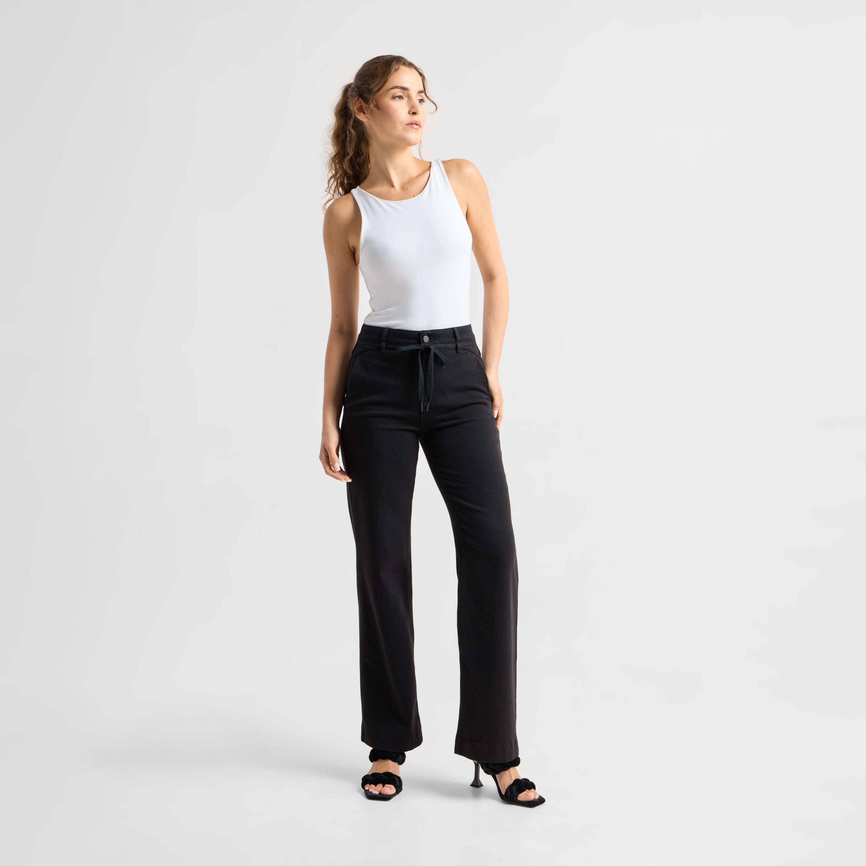 DEW Flared Soft Denim - French Pocket - Stay Black
