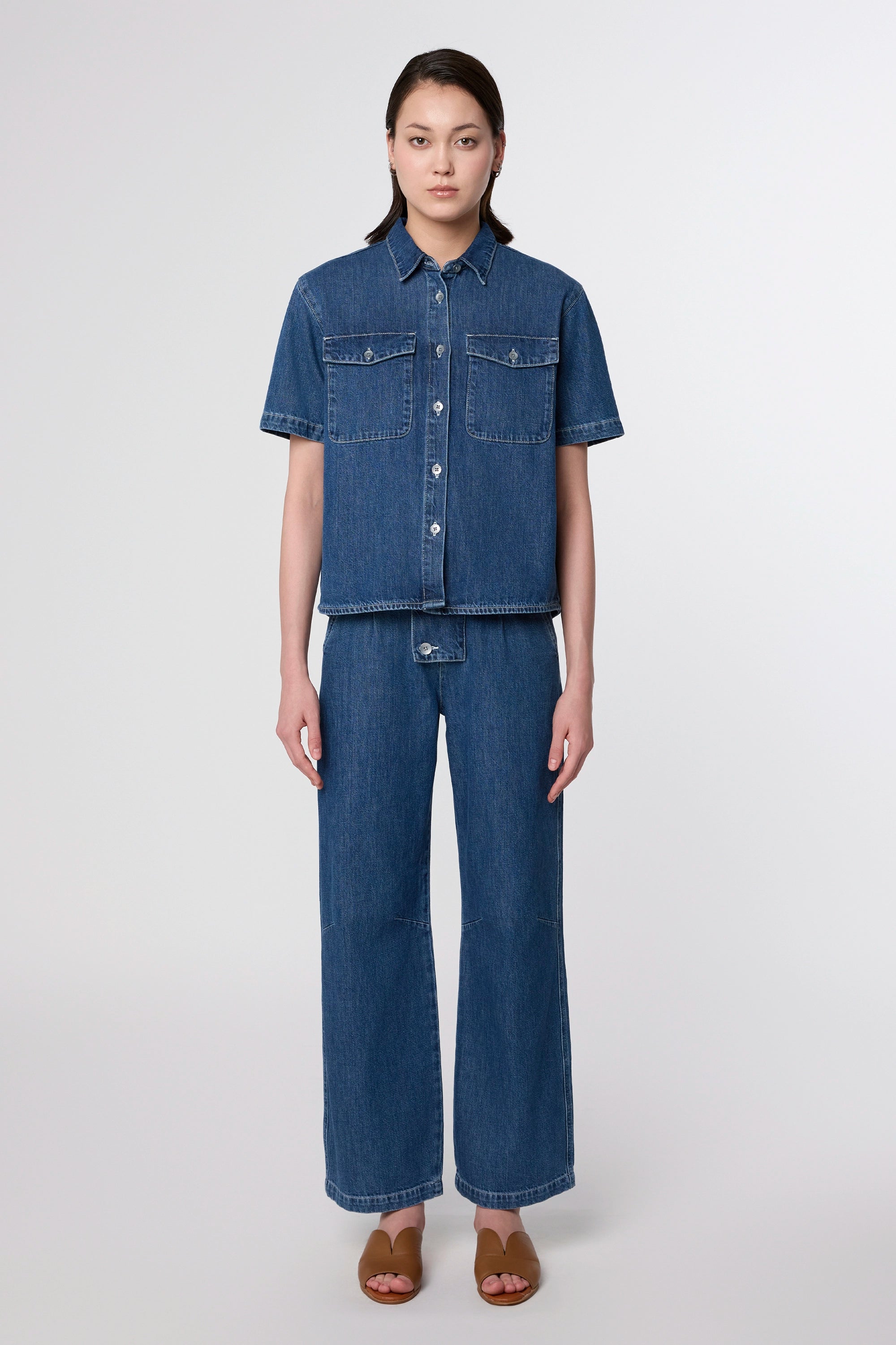 BLITHE - Shirt - Light Weight Cotton/Hemp - Medium Blue