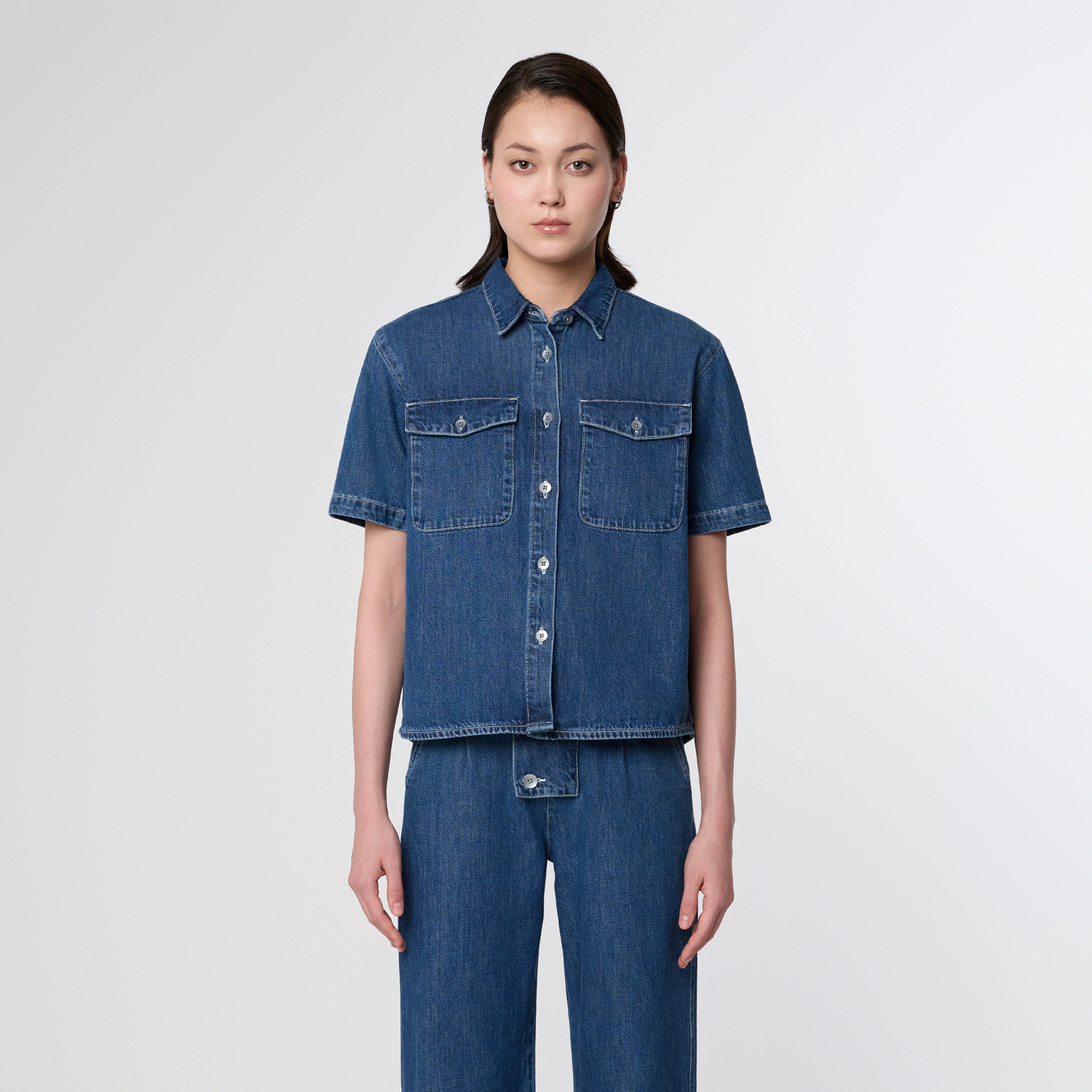 BLITHE - Shirt - Light Weight Cotton/Hemp - Medium Blue